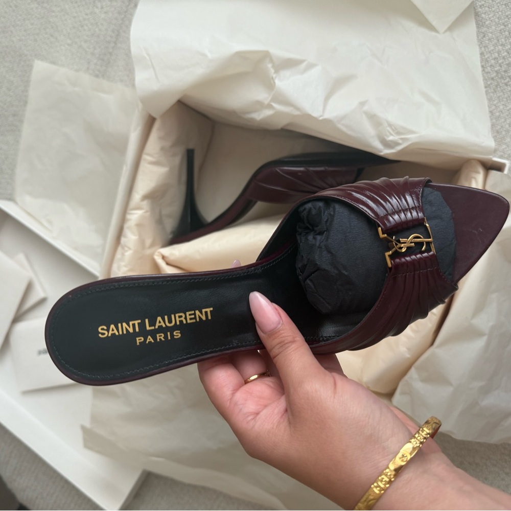 Saint Laurent Dark Burgundy Mules Sz 7 - Picture 5 of 6